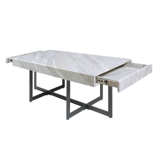 Hot Sale 💯 Granala Faux Marble 3pc Table Set With Drawers By Furniture Of America 🧨 - Image 5