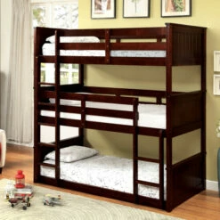 Best deal π Furniture Of America Kixi Traditional Twin Solid Wood 3-tier Bunk Bed Grey π