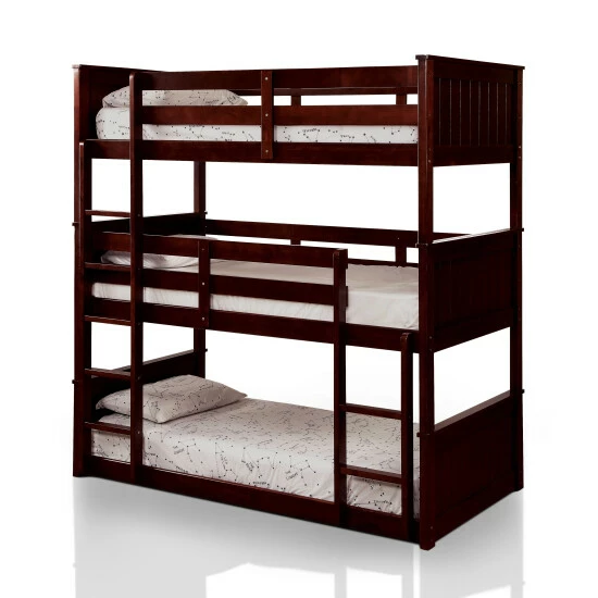Best deal 😍 Furniture Of America Kixi Traditional Twin Solid Wood 3-tier Bunk Bed Grey 👏 - Image 2