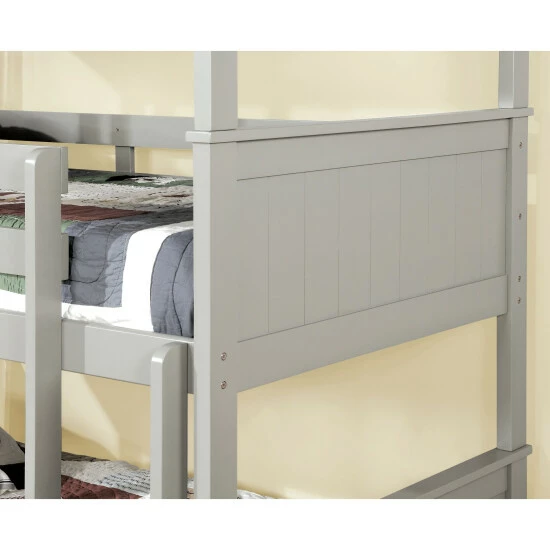 Best deal 😍 Furniture Of America Kixi Traditional Twin Solid Wood 3-tier Bunk Bed Grey 👏 - Image 6