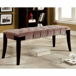 Discount 😉 Furniture Of America Oran Contemporary Fabric Tufted Accent Bench Brown 👏