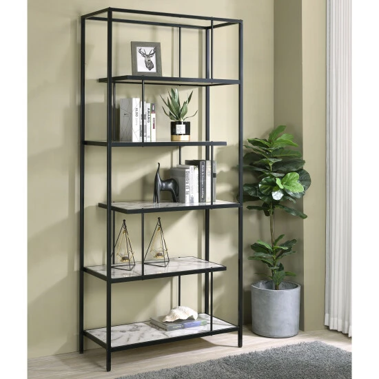 Best Sale 🥰 Furniture Of America Kressly Contemporary White Metal 5-Shelf Bookcase 🛒