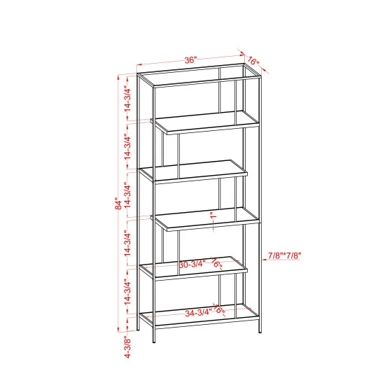 Best Sale 🥰 Furniture Of America Kressly Contemporary White Metal 5-Shelf Bookcase 🛒 - Image 5