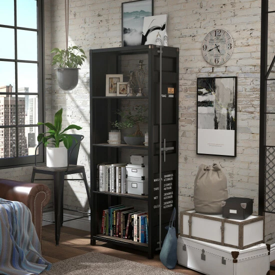 Best Sale π Furniture Of America Carnsile Contemporary Open Back 5-layer Bookcase Sand White Powder π§₯ Coating π