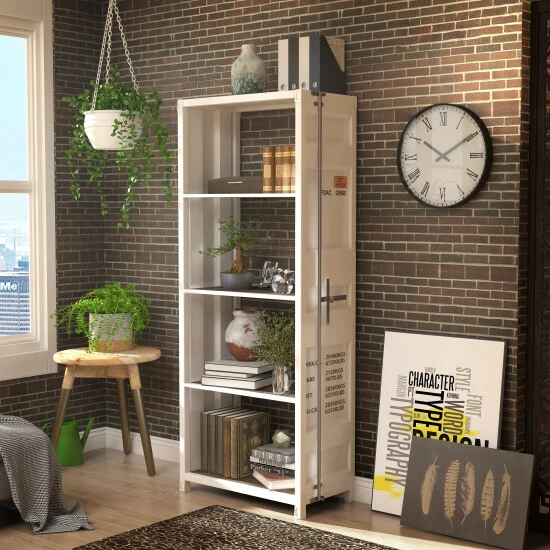 Best Sale π Furniture Of America Carnsile Contemporary Open Back 5-layer Bookcase Sand White Powder π§₯ Coating π - Image 3