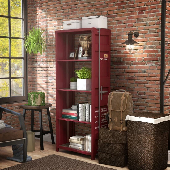 Best Sale π Furniture Of America Carnsile Contemporary Open Back 5-layer Bookcase Sand White Powder π§₯ Coating π - Image 4