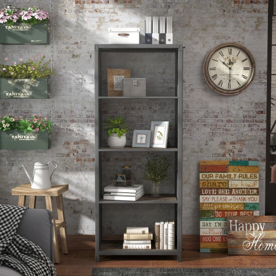 Best Sale π Furniture Of America Carnsile Contemporary Open Back 5-layer Bookcase Sand White Powder π§₯ Coating π - Image 5