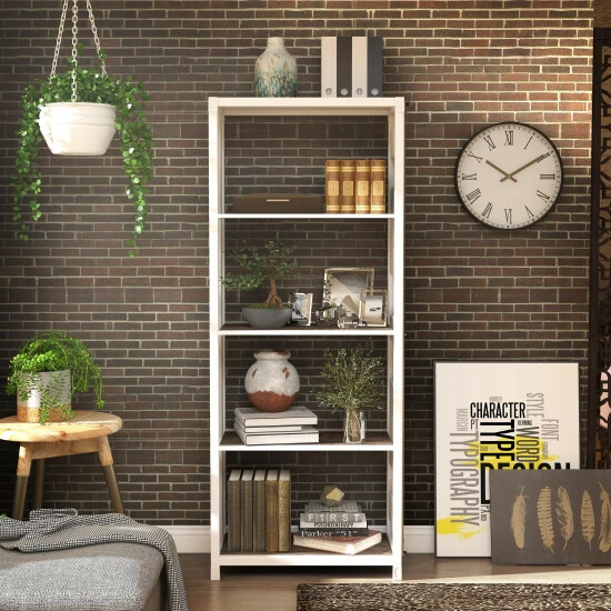 Best Sale π Furniture Of America Carnsile Contemporary Open Back 5-layer Bookcase Sand White Powder π§₯ Coating π - Image 6