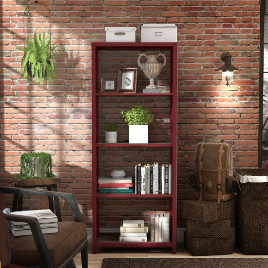 Best Sale π Furniture Of America Carnsile Contemporary Open Back 5-layer Bookcase Sand White Powder π§₯ Coating π - Image 7