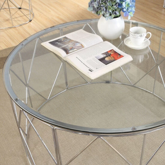 Brand new 🌟 Furniture Of America Eila Contemporary 35-inch Round Glass Coffee Table 🧨 - Image 3