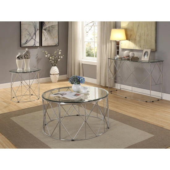 Brand new 🌟 Furniture Of America Eila Contemporary 35-inch Round Glass Coffee Table 🧨 - Image 4