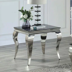 Cheap 🔥 Furniture Of America Kiermeyer Glam 23-in Glass Top End Table White/silver 🤩