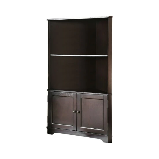 Wholesale 🔔 Furniture Of America Varl Contemporary Solid Wood Corner Bookshelf Espresso 🔥 - Image 6