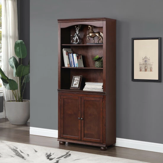 Top 10 👏 Omni Transitional 3-Shelf Bookcase With Cabinet By Furniture Of America Espresso 👍