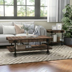 Best deal 😉 Hyssop Industrial 2-piece Coffee Table Set By Furniture Of America Rustic Oak ❤️