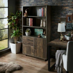 Promo 🤩 Furniture Of America Jart Country Oak Multi-storage Bookshelf 😍