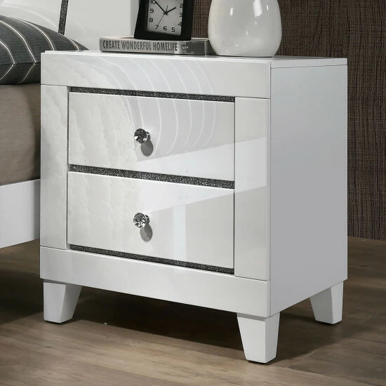 Budget 🤩 Furniture Of America Larking Contemporary 2-Drawer Nightstand White 👍 - Image 2