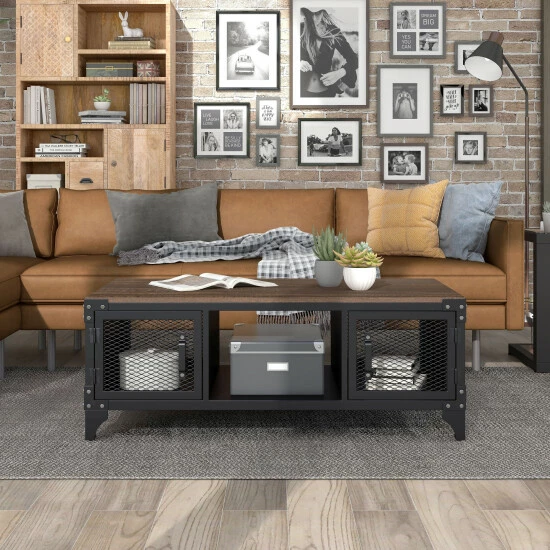 Discount ⭐ Furniture Of America Conner Black & Dark Walnut Storage Coffee Table 😍 - Image 2