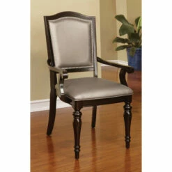 Budget 👍 Furniture Of America Path Modern Walnut Faux Leather Arm Chairs (Set Of 2) Tan 👏