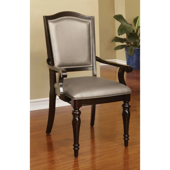 Budget π Furniture Of America Path Modern Walnut Faux Leather Arm Chairs (Set Of 2) Tan π