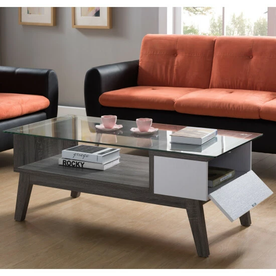 Wholesale 😀 Furniture Of America Oslo Contemporary 47-inch 1-shelf Coffee Table Distressed Walnut/black 👏 - Image 2