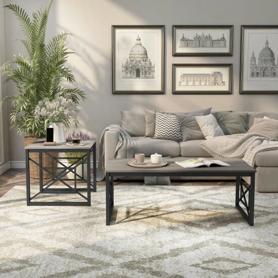 Outlet 🥰 Furniture Of America Transitional 2-Piece Coffee Table Set Natural Oak/black 👍 - Image 4
