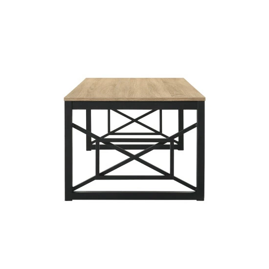 Outlet 🥰 Furniture Of America Transitional 2-Piece Coffee Table Set Natural Oak/black 👍 - Image 8