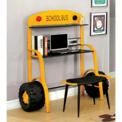 Wholesale 🎉 Furniture Of America Netz Modern Yellow 2-piece Workstation Desk Set ✔️