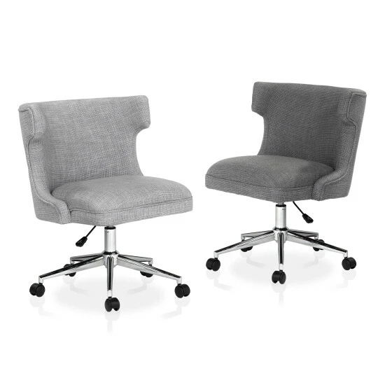 Cheapest ❤️ Furniture Of America Milton Grey Fabric Wingback Swivel Desk Chair 🧨 - Image 3