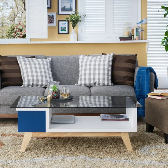 Hot Sale 👏 Furniture Of America Yini Mid-century Modern 47-inch 1-shelf Coffee Table Grey 🔥 - Image 8