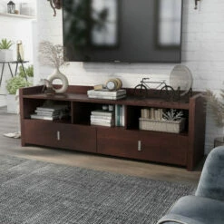 Buy ❤️ Furniture Of America Valenciara 60-inch Multi-functional Storage TV Console Vintage Walnut 🔔