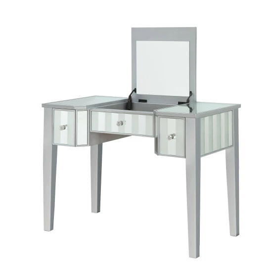 Budget ⭐ Furniture Of America Gema Glam Linen Fabric 2-piece Vanity Set Silver 🔔 - Image 6
