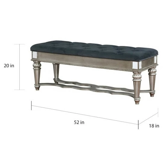 Promo ⌛ Furniture Of America Zeln Traditional Fabric Tufted Accent Bench Black ⌛ - Image 6