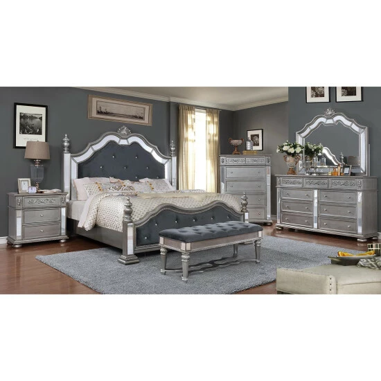 Promo ⌛ Furniture Of America Zeln Traditional Fabric Tufted Accent Bench Black ⌛ - Image 7