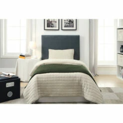 Deals ⭐ Furniture Of America Lala Modern White Twin Faux Leather Platform Bed Grey Fabric 🥰