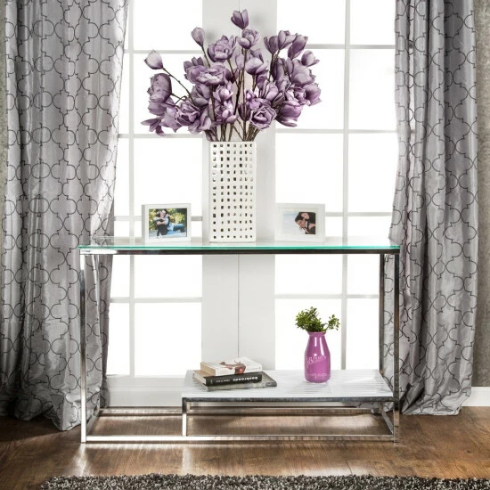 Buy 👍 Furniture Of America Deitie Modern 48-inch 1-shelf Chrome Sofa Table White ❤️ - Image 3