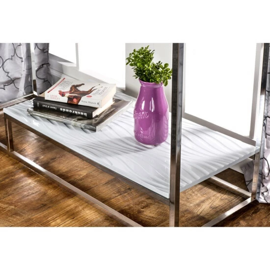 Buy 👍 Furniture Of America Deitie Modern 48-inch 1-shelf Chrome Sofa Table White ❤️ - Image 4