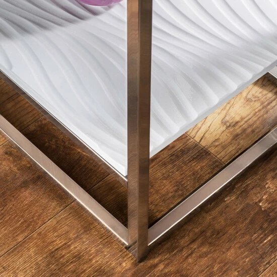 Buy 👍 Furniture Of America Deitie Modern 48-inch 1-shelf Chrome Sofa Table White ❤️ - Image 5