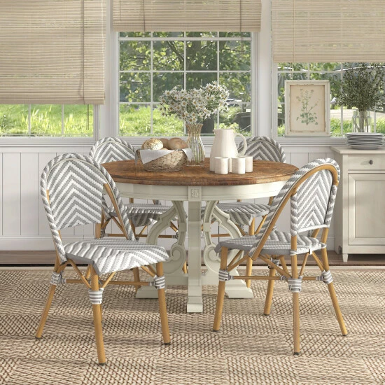 Outlet 🛒 Furniture Of America Irene Chevron Patterned Wicker Patio Chairs Pink ❤️ - Image 4