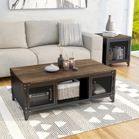 Deals 😀 Furniture Of America Conner Black & Dark Walnut Storage Accent Tables ⭐