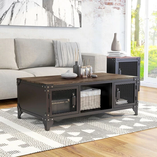 Deals 😀 Furniture Of America Conner Black & Dark Walnut Storage Accent Tables ⭐ - Image 2