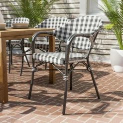Brand new 🎉 Lidi Country Cottage Plaid Patio Armchairs By Furniture Of America 🎁