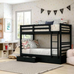 Cheap 🥰 Furniture Of America Naur Traditional Twin/Twin 2-piece Bunk Bed Set Black ✔️