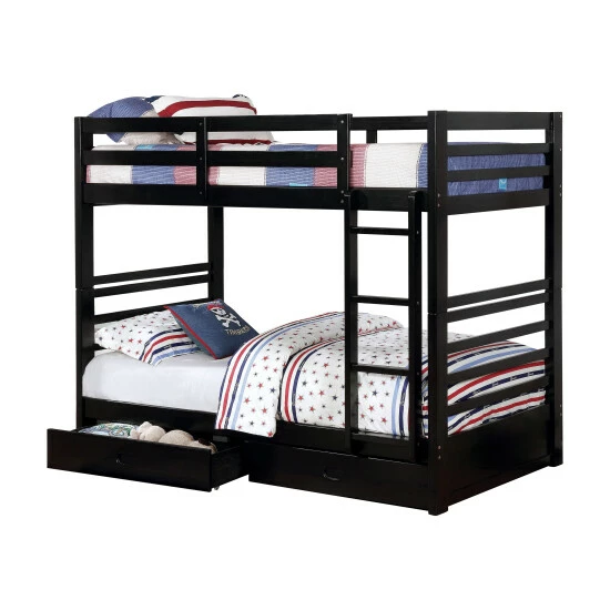 Cheap π₯° Furniture Of America Naur Traditional Twin/Twin 2-piece Bunk Bed Set Black βοΈ - Image 3
