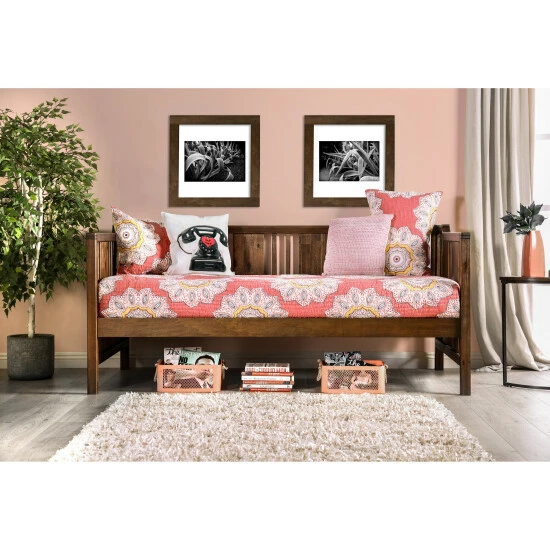 Best Sale π Furniture Of America Bosa Rustic Walnut Solid Wood Slatted Daybed π₯ - Image 2