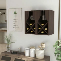 Cheap ⭐ Furniture Of America Aniya Rustic 8-bottle Hanging Wine Rack Wenge ❤️