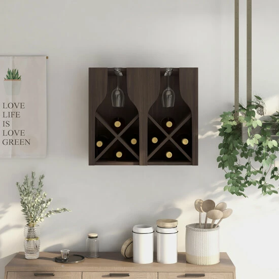 Cheap ⭐ Furniture Of America Aniya Rustic 8-bottle Hanging Wine Rack Wenge ❤️ - Image 2