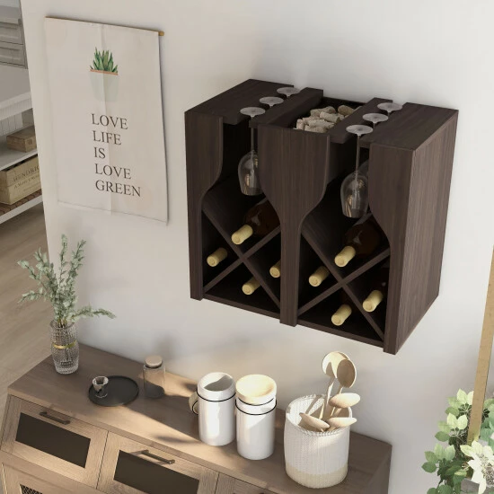 Cheap ⭐ Furniture Of America Aniya Rustic 8-bottle Hanging Wine Rack Wenge ❤️ - Image 3