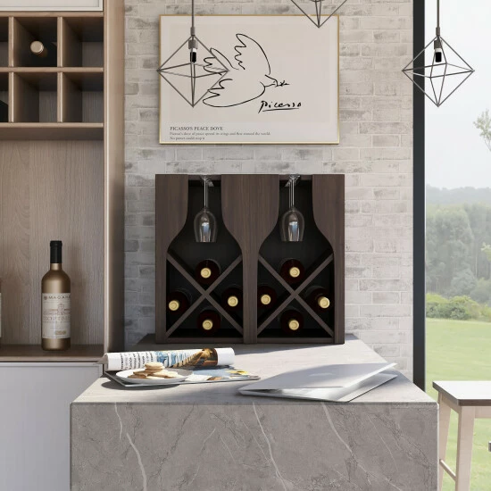 Cheap ⭐ Furniture Of America Aniya Rustic 8-bottle Hanging Wine Rack Wenge ❤️ - Image 4