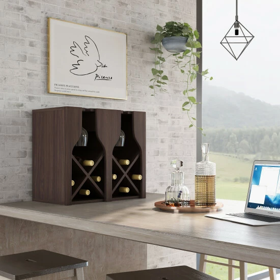 Cheap ⭐ Furniture Of America Aniya Rustic 8-bottle Hanging Wine Rack Wenge ❤️ - Image 5